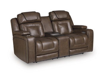 Mestrino - Power Recline Loveseat/Fridge Cooler - Hickory – Reclining Loveseats by Signature Design by Ashley® at Furniture Wholesale Plus , Nashville furniture store