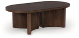 Korestone - Oval Cocktail Table - Dark Brown – Coffee Tables by Signature Design by Ashley® at Furniture Wholesale Plus , Nashville furniture store