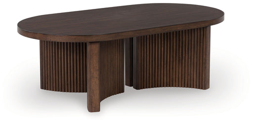 Korestone - Oval Cocktail Table - Dark Brown – Coffee Tables by Signature Design by Ashley® at Furniture Wholesale Plus , Nashville furniture store