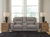 Real Moments - Power Reclining Loveseat With Audio Seating - Ash – Reclining Loveseats by Signature Design by Ashley® at Furniture Wholesale Plus , Nashville furniture store