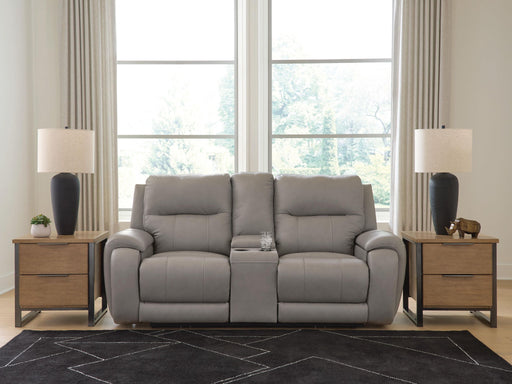 Real Moments - Power Reclining Loveseat With Audio Seating - Ash – Reclining Loveseats by Signature Design by Ashley® at Furniture Wholesale Plus , Nashville furniture store