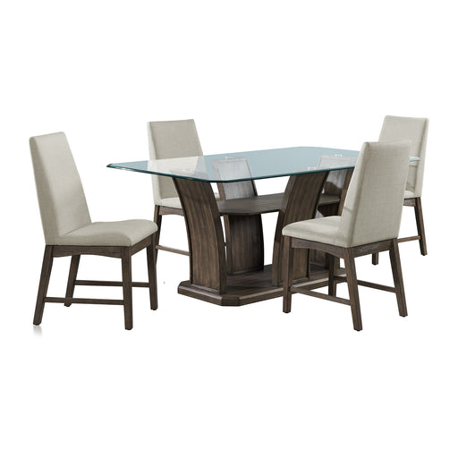 Dapper - 5 Piece Rectangular Standard Height Dining Set Table & Four Chairs - Walnut – 5 Piece Dining Room Sets by Elements International at Furniture Wholesale Plus , Nashville furniture store