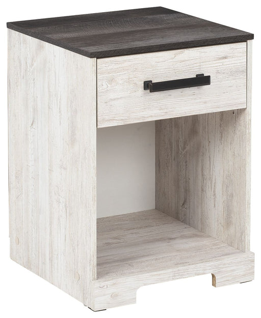 Shawburn - One Drawer Night Stand - Whitewash / Charcoal Gray – Accent Nightstands by Signature Design by Ashley® at Furniture Wholesale Plus , Nashville furniture store