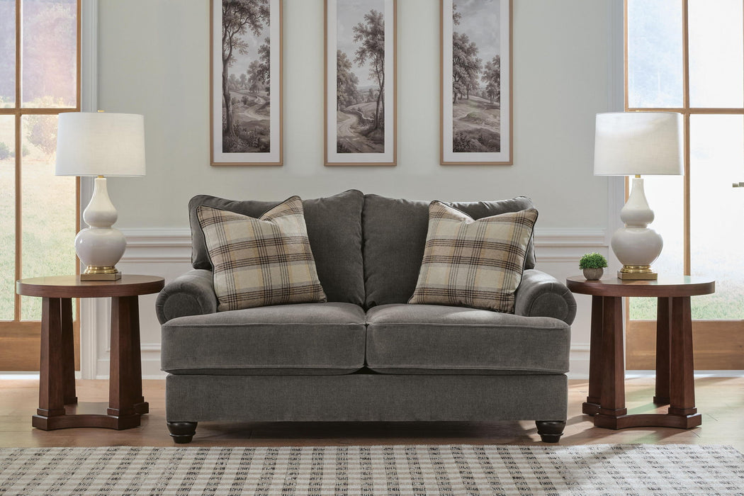 Tallow Creek - Loveseat - Shadow – Stationary Loveseats by Signature Design by Ashley® at Furniture Wholesale Plus , Nashville furniture store