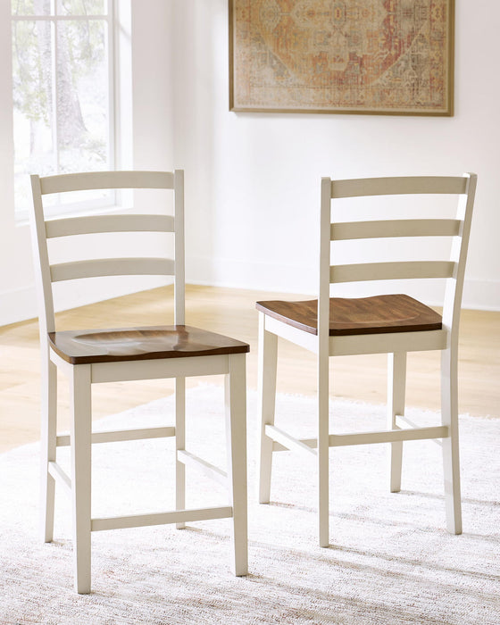 Brinfern - Barstool (Set of 2) - Brown / Antique White – Stool Sets by Signature Design by Ashley® at Furniture Wholesale Plus , Nashville furniture store