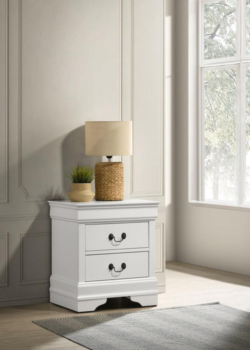 Louis Philippe - 2-Drawer Nightstand Bedside Table - White – Accent Nightstands by Coaster Fine Furniture at Furniture Wholesale Plus , Nashville furniture store