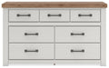 Savonport - Seven Drawer Dresser - White / Brown – Dressers by Benchcraft® at Furniture Wholesale Plus , Nashville furniture store