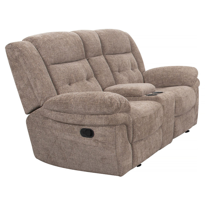 Sydney - Manual Recliner Console Loveseat - Brown – Reclining Loveseats by Steve Silver Furniture at Furniture Wholesale Plus , Nashville furniture store