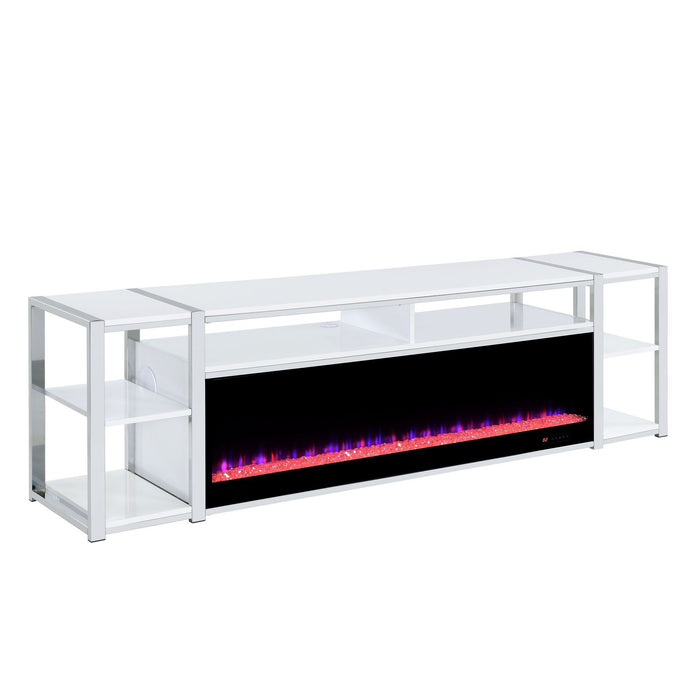 Midway - 80" TV Console With Firelight - White – Fireplace TV Stands by Elements International at Furniture Wholesale Plus , Nashville furniture store
