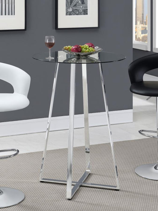 Zanella - Round Glass Top Bistro Bar Table - Chrome – Bar Tables by CoasterEveryday at Furniture Wholesale Plus , Nashville furniture store