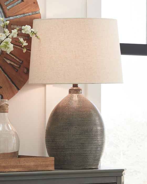 Joyelle - Terracotta Table Lamp  - Gray – Table Lamps by Signature Design by Ashley® at Furniture Wholesale Plus , Nashville furniture store