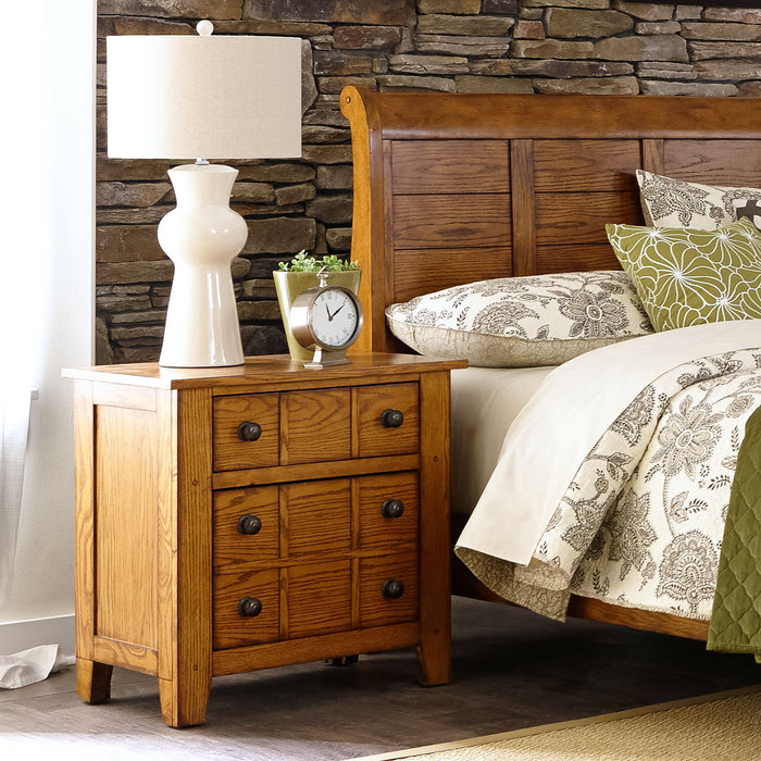 Grandpas Cabin - Nightstand - Aged Oak – Accent Nightstands by Liberty Furniture at Furniture Wholesale Plus , Nashville furniture store