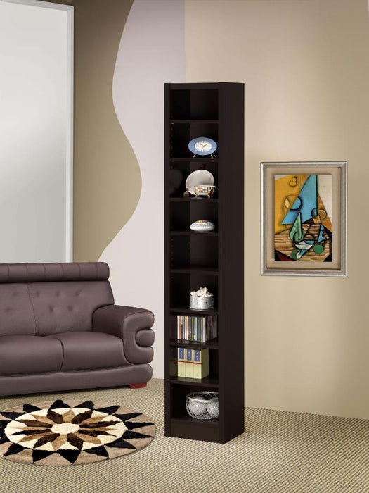 Eliam - 8-Shelf Bookcase - Cappuccino - Premium Standard Bookcases from CoasterEveryday - Just $139! Shop now at Furniture Wholesale Plus  We are the best furniture store in Nashville, Hendersonville, Goodlettsville, Madison, Antioch, Mount Juliet, Lebanon, Gallatin, Springfield, Murfreesboro, Franklin, Brentwood