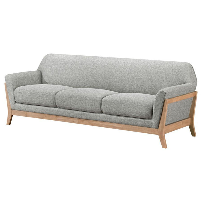Vaughn - Fabric Upholstered Flared Arm Sofa - Gray – Stationary Sofas by Coaster Fine Furniture at Furniture Wholesale Plus , Nashville furniture store