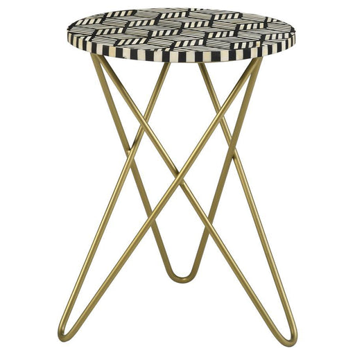 Xenia - Round Bone Inlay Accent Side Table - White And Gold – Side Tables by CoasterEssence at Furniture Wholesale Plus , Nashville furniture store