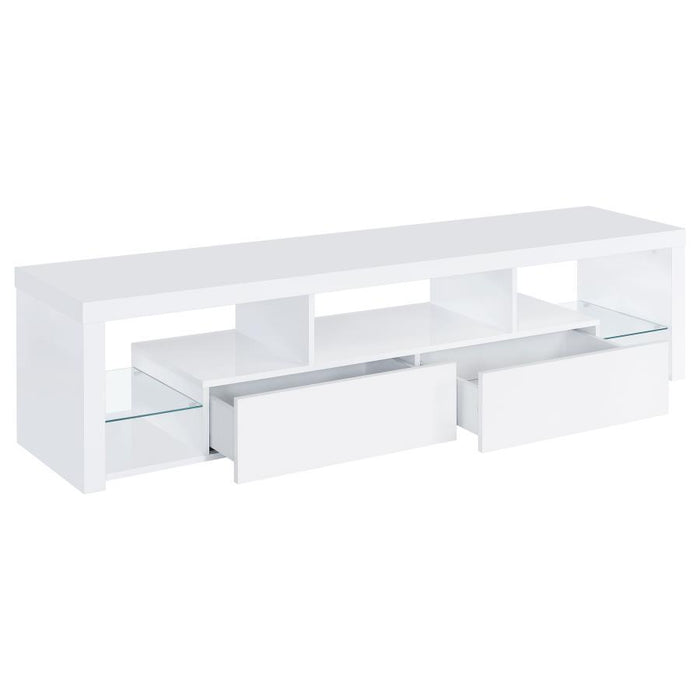 Jude - 2-Drawer Engineered Wood TV Stand - High Gloss White – TV Stands by Coaster Fine Furniture at Furniture Wholesale Plus , Nashville furniture store