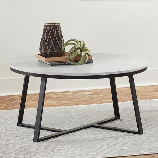 Hugo - Round Faux Marble Coffee Table - White And Matte Black – Coffee Tables by CoasterEveryday at Furniture Wholesale Plus , Nashville furniture store