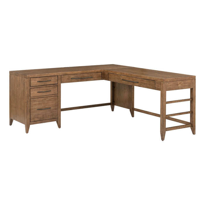 Shaker Lakes - L Shaped Desk Set - Harvest Brown – Corner Desks by Liberty Furniture at Furniture Wholesale Plus , Nashville furniture store