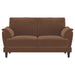 Selma - Velvet Upholstered Crescent Arm Loveseat - Rust – Stationary Loveseats by Coaster Fine Furniture at Furniture Wholesale Plus , Nashville furniture store