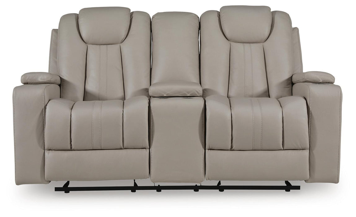 Elevate Edges - Glide Reclining Loveseat With Console - Coin – Reclining Loveseats by Signature Design by Ashley® at Furniture Wholesale Plus , Nashville furniture store