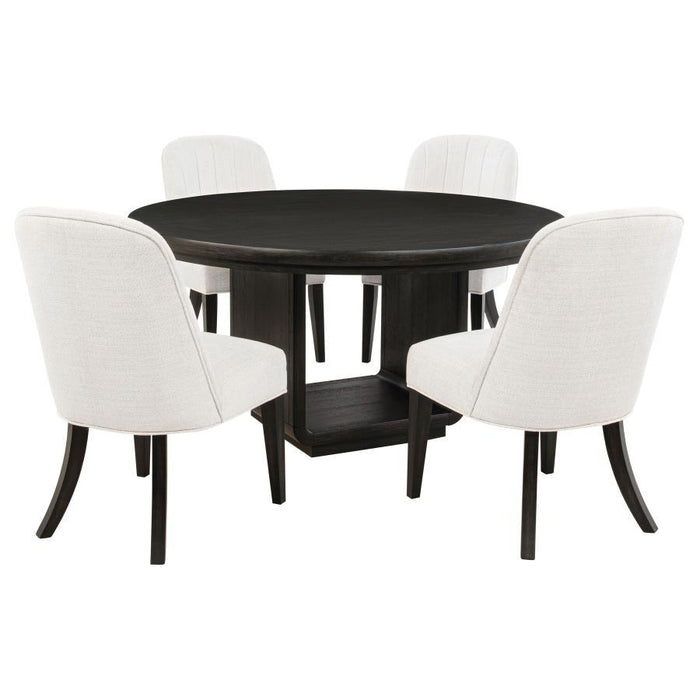 Leandro - 5 Piece Round Dining Table Set - Cream / Burnished Black – 5 Piece Dining Room Sets by Coaster Fine Furniture at Furniture Wholesale Plus , Nashville furniture store