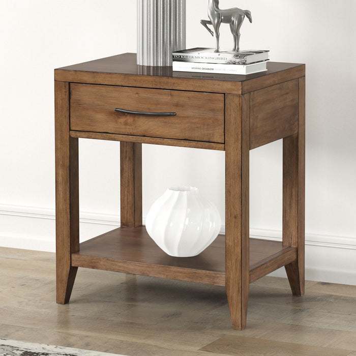 Shaker Lakes - Open Nightstand With Charging Station - Harvest Brown – Nightstands w/ Charging Stations by Liberty Furniture at Furniture Wholesale Plus , Nashville furniture store