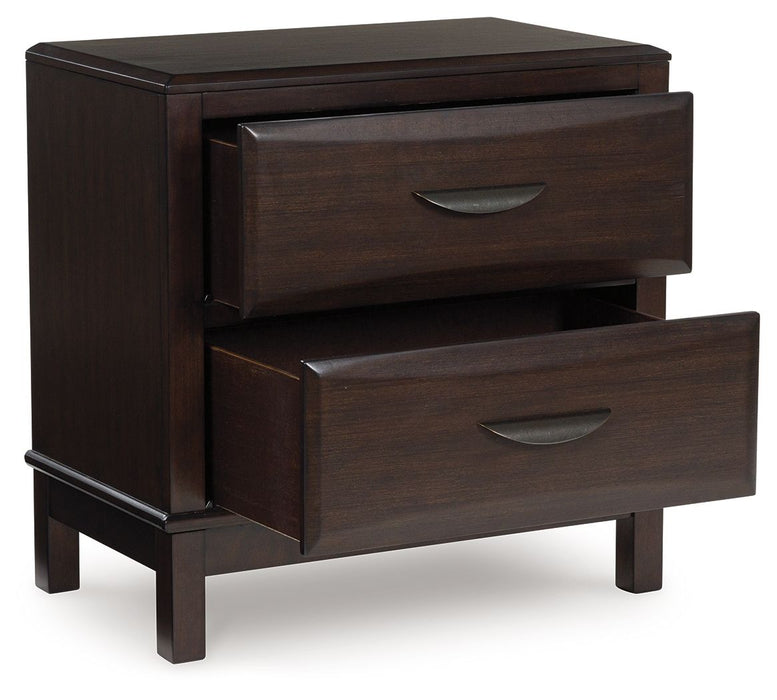 Vanmore - Two Drawer Night Stand - Dark Brown – Accent Nightstands by Benchcraft® at Furniture Wholesale Plus , Nashville furniture store