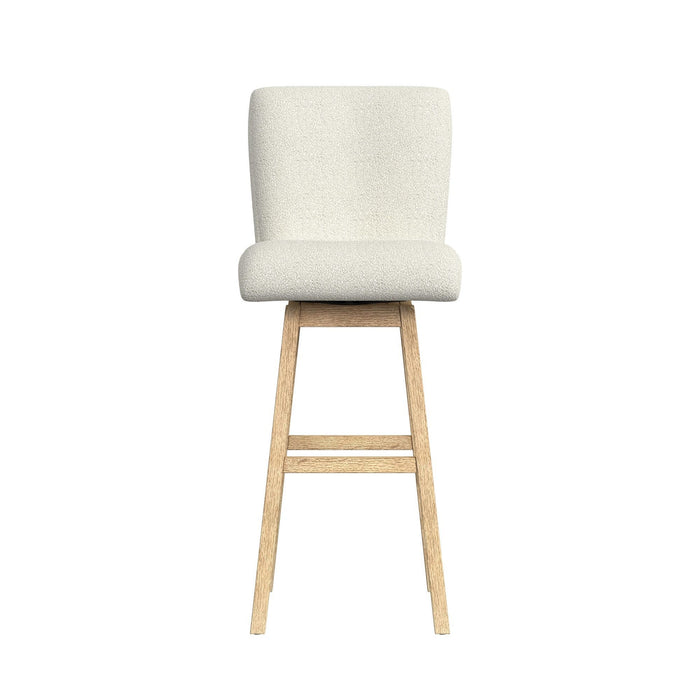 Cambrie - Upholstered Swivel Bar Stool With Boucle (Set of 2) - Beige / Natural – Stool Sets by Elements International at Furniture Wholesale Plus , Nashville furniture store