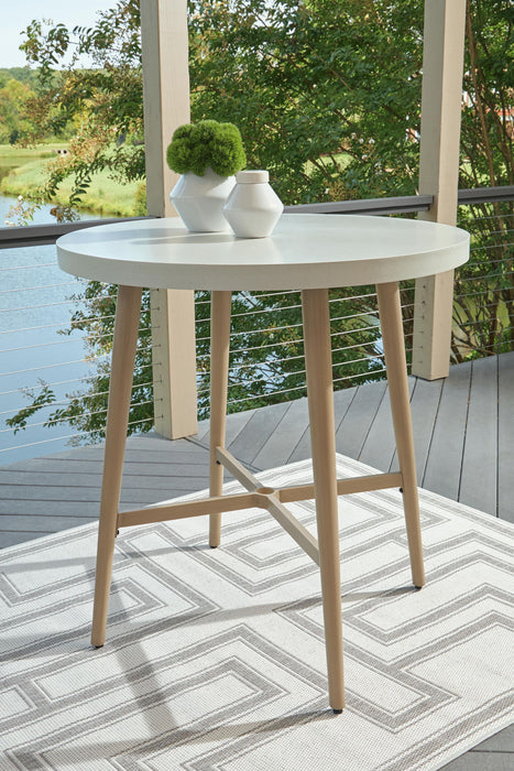 Seton Creek - Round Bar Table With Umbrella Option - Beige – Bar Tables by Signature Design by Ashley® at Furniture Wholesale Plus , Nashville furniture store