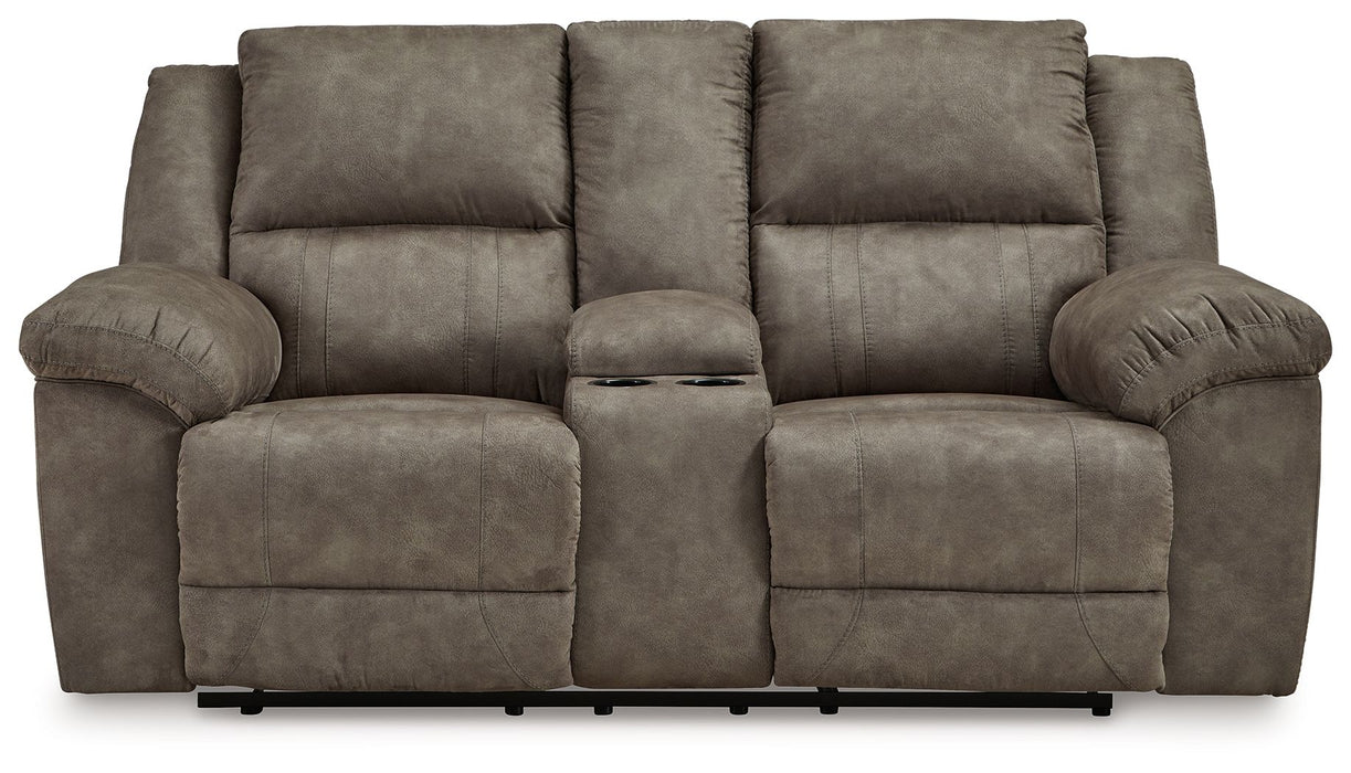 Laresview - Dbl Reclining Loveseat with Console - Fossil – Reclining Loveseats by Signature Design by Ashley® at Furniture Wholesale Plus , Nashville furniture store