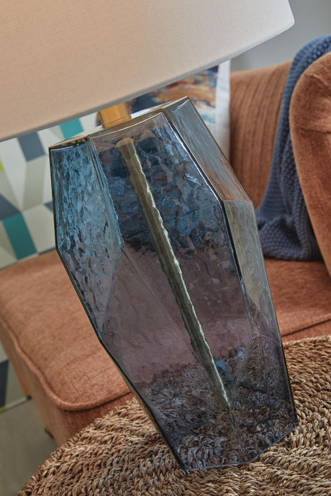 Tallow - Glass Table Lamp - Blue – Table Lamps by Signature Design by Ashley® at Furniture Wholesale Plus , Nashville furniture store