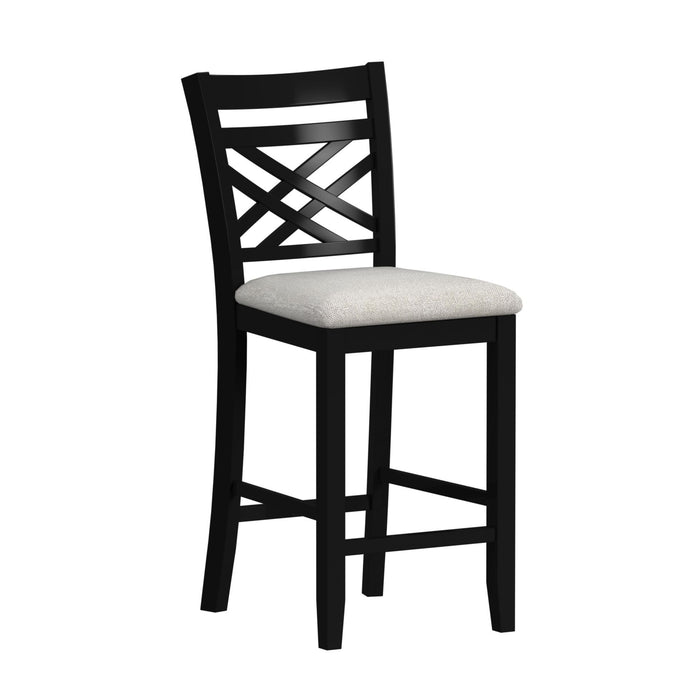 Brooks - 5 Piece Counter Set With Table And 4 Upholstered Seat & Wood Back Chairs - Medium Brown & Black – 5 Piece Dining Room Sets by Elements International at Furniture Wholesale Plus , Nashville furniture store