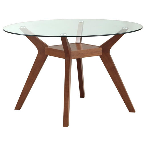 Paxton - Round Glass Top Wood Dining Table - Nutmeg – Dining Tables by Coaster Fine Furniture at Furniture Wholesale Plus , Nashville furniture store