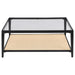 Amherst - Glass Top Metal with Cane Shelf Table – Coffee Tables by Coaster Fine Furniture at Furniture Wholesale Plus , Nashville furniture store