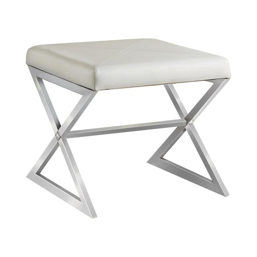 Rita X-cross Square Ottoman White and Chrome - Premium Ottoman from Coaster Z2 Standard - Just $158! Shop now at Furniture Wholesale Plus  We are the best furniture store in Nashville, Hendersonville, Goodlettsville, Madison, Antioch, Mount Juliet, Lebanon, Gallatin, Springfield, Murfreesboro, Franklin, Brentwood