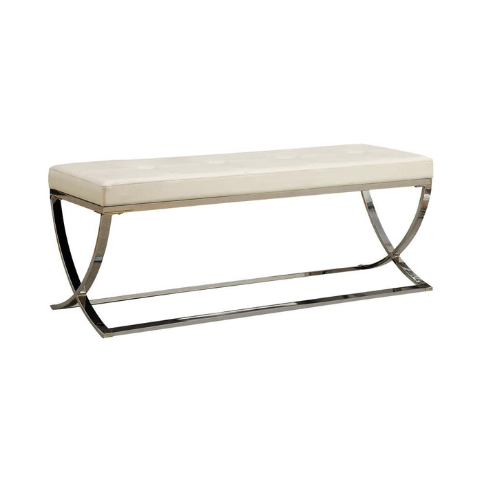 Walton Bench with Metal Base White and Chrome - Premium Bench from Coaster Z2 Standard - Just $170! Shop now at Furniture Wholesale Plus  We are the best furniture store in Nashville, Hendersonville, Goodlettsville, Madison, Antioch, Mount Juliet, Lebanon, Gallatin, Springfield, Murfreesboro, Franklin, Brentwood