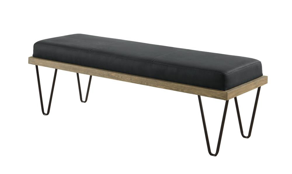 Chad Upholstered Bench with Hairpin Legs Dark Blue - Premium Bench from Coaster Z2 Standard - Just $210! Shop now at Furniture Wholesale Plus  We are the best furniture store in Nashville, Hendersonville, Goodlettsville, Madison, Antioch, Mount Juliet, Lebanon, Gallatin, Springfield, Murfreesboro, Franklin, Brentwood