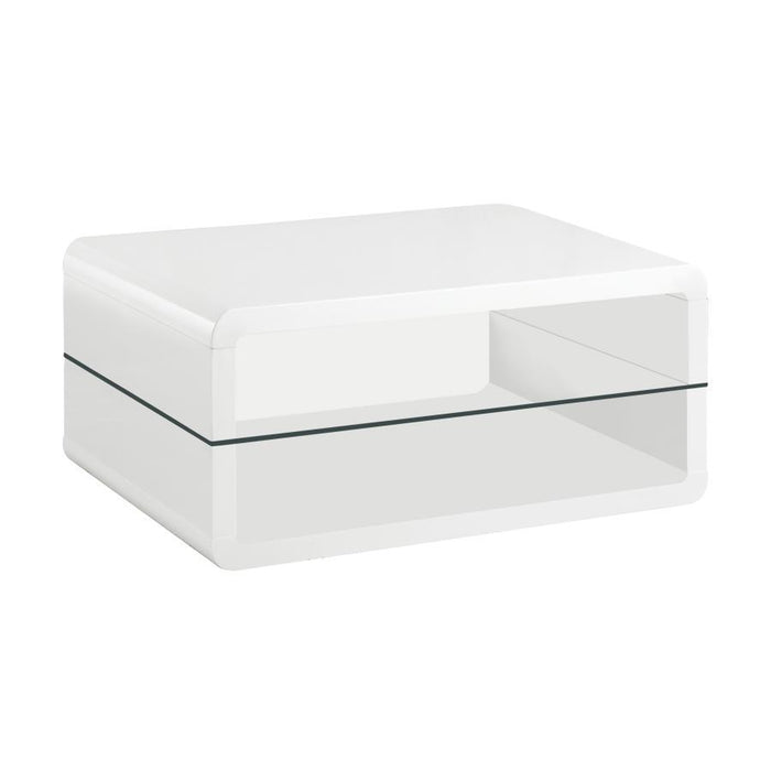 Elana - 1-Shelf Rectangular Coffee Table - White High Gloss – Coffee Tables by CoasterEssence at Furniture Wholesale Plus , Nashville furniture store