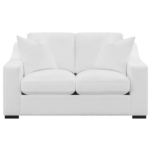 Ashlyn - Upholstered Sloped Arm Loveseat - White - Premium Stationary Loveseats from CoasterElevations - Just $1209! Shop now at Furniture Wholesale Plus  We are the best furniture store in Nashville, Hendersonville, Goodlettsville, Madison, Antioch, Mount Juliet, Lebanon, Gallatin, Springfield, Murfreesboro, Franklin, Brentwood