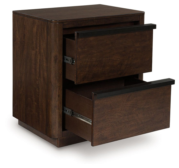 Dilenno - Two Drawer Night Stand - Dark Brown – Accent Nightstands by Signature Design by Ashley® at Furniture Wholesale Plus , Nashville furniture store