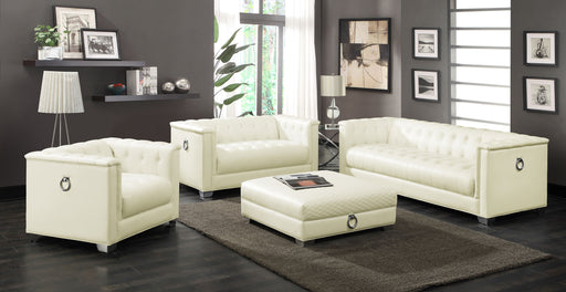 Chaviano 4-piece Upholstered Tufted Sofa Set Pearl White - Premium Living Room Set from Coaster Z2 Standard - Just $3058! Shop now at Furniture Wholesale Plus  We are the best furniture store in Nashville, Hendersonville, Goodlettsville, Madison, Antioch, Mount Juliet, Lebanon, Gallatin, Springfield, Murfreesboro, Franklin, Brentwood