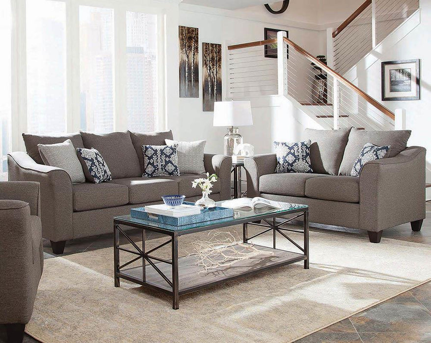 Salizar Upholstered Flared Arm Living Room Set Grey - Premium Living Room Set from Coaster Z2 Standard - Just $1598! Shop now at Furniture Wholesale Plus  We are the best furniture store in Nashville, Hendersonville, Goodlettsville, Madison, Antioch, Mount Juliet, Lebanon, Gallatin, Springfield, Murfreesboro, Franklin, Brentwood