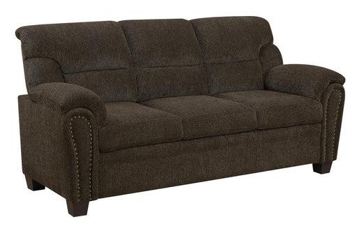 Clementine Upholstered Sofa with Nailhead Trim Brown - Premium Sofa from Coaster Z2 Standard - Just $658! Shop now at Furniture Wholesale Plus  We are the best furniture store in Nashville, Hendersonville, Goodlettsville, Madison, Antioch, Mount Juliet, Lebanon, Gallatin, Springfield, Murfreesboro, Franklin, Brentwood