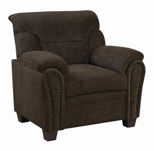 Clementine Upholstered Chair with Nailhead Trim Brown - Premium Chair from Coaster Z2 Standard - Just $380! Shop now at Furniture Wholesale Plus  We are the best furniture store in Nashville, Hendersonville, Goodlettsville, Madison, Antioch, Mount Juliet, Lebanon, Gallatin, Springfield, Murfreesboro, Franklin, Brentwood