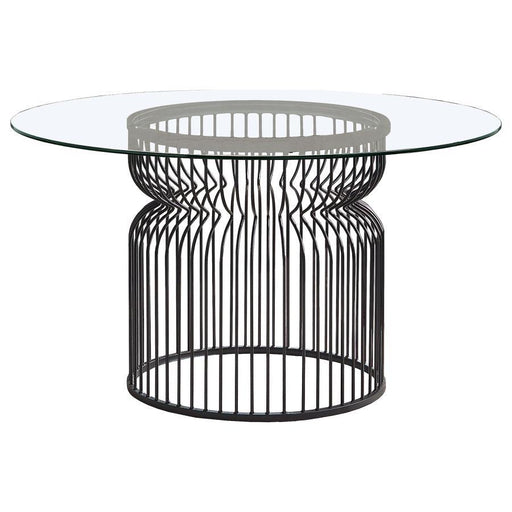 Granvia - Round Glass Top Metal Dining Table - Gunmetal – Dining Tables by Coaster Fine Furniture at Furniture Wholesale Plus , Nashville furniture store