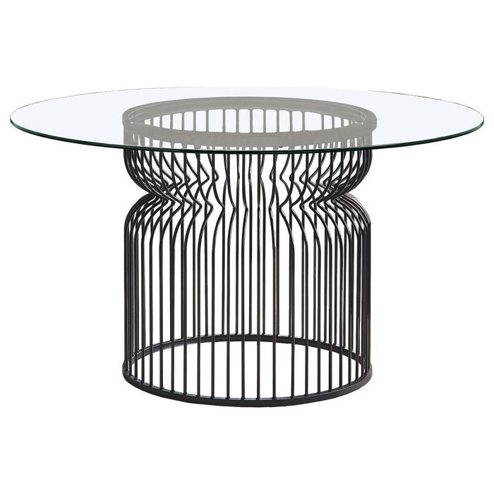 Granvia - Round Glass Top Metal Dining Table - Gunmetal – Dining Tables by Coaster Fine Furniture at Furniture Wholesale Plus , Nashville furniture store