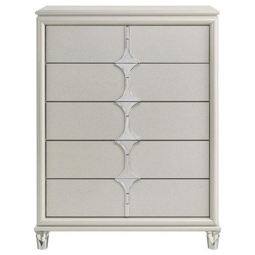 Olivia - 5-Drawer Bedroom Chest Of Drawers - Pearl White – Accent Chests by Coaster Fine Furniture at Furniture Wholesale Plus , Nashville furniture store