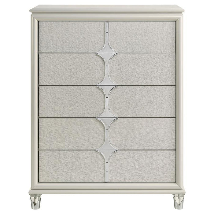 Olivia - 5-Drawer Bedroom Chest Of Drawers - Pearl White – Accent Chests by Coaster Fine Furniture at Furniture Wholesale Plus , Nashville furniture store