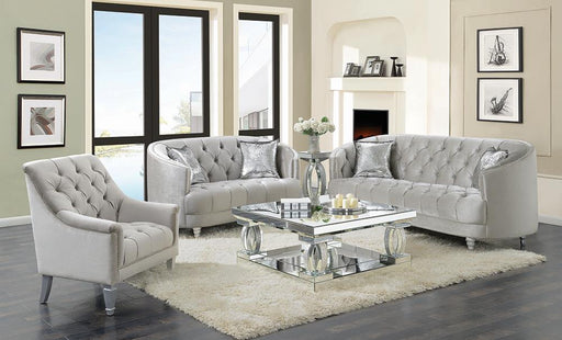 Avonlea 3-piece Tufted Living Room Set Grey - Premium Living Room Set from Coaster Z2 Standard - Just $2578! Shop now at Furniture Wholesale Plus  We are the best furniture store in Nashville, Hendersonville, Goodlettsville, Madison, Antioch, Mount Juliet, Lebanon, Gallatin, Springfield, Murfreesboro, Franklin, Brentwood