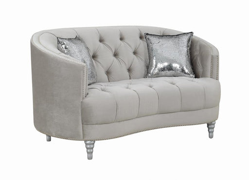 Avonlea Sloped Arm Tufted Loveseat Grey - Premium Loveseat from Coaster Z2 Standard - Just $980! Shop now at Furniture Wholesale Plus  We are the best furniture store in Nashville, Hendersonville, Goodlettsville, Madison, Antioch, Mount Juliet, Lebanon, Gallatin, Springfield, Murfreesboro, Franklin, Brentwood